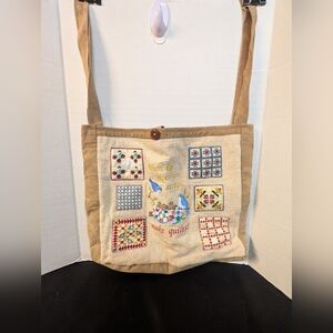 Grandma core quilted cat bird purse vintage handmade novelty bag cottage core